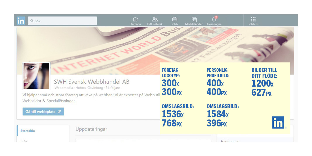 Bildstorlekar LinkedIn